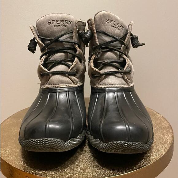 Saltwater Sperry Core Leather Womens Boots | Gray 6.5 Leather Rain Shoe STS81732 - Picture 3 of 9